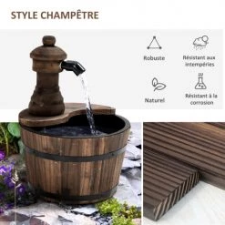 Outsunny Objets Déco De Jardin Fontaine De Jardin Tonneau Pompe Incluse -France Parasols Soldes 2022 fontaine de jardin tonneau pompe incluse 5