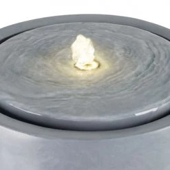 WOMO-DESIGN Objets Déco De Jardin Fontaine Grise Avec LED, En Pierre Optique, Ø 40x40 Cm -France Parasols Soldes 2022 fontaine grise avec led en pierre optique oe 40x40 cm 2