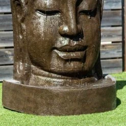 Wanda Collection Objets Déco De Jardin Fontaine Mur D'eau Visage De Bouddha Brun H120cm -France Parasols Soldes 2022 fontaine mur d eau visage de bouddha brun h120cm 2