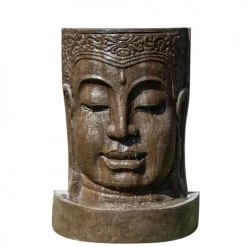 Wanda Collection Objets Déco De Jardin Fontaine Mur D'eau Visage De Bouddha Brun H120cm