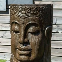 Wanda Collection Objets Déco De Jardin Fontaine Mur D'eau Visage De Bouddha Brun H120cm -France Parasols Soldes 2022 fontaine mur d eau visage de bouddha brun h120cm 4