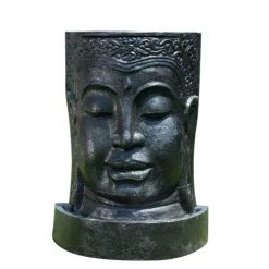 Wanda Collection Objets Déco De Jardin Fontaine Mur D'eau Visage De Bouddha Noir H120cm