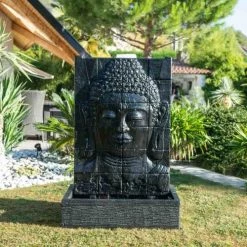Wanda Collection Objets Déco De Jardin Fontaine Mur D'eau Visage De Bouddha Noir H150cm -France Parasols Soldes 2022 fontaine mur d eau visage de bouddha noir h150cm 4