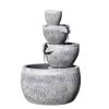 Wanda Collection Objets Déco De Jardin Fontaine Ronde 4 Coupes Noire Et Grise H110cm