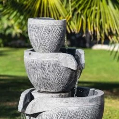 Wanda Collection Objets Déco De Jardin Fontaine Ronde 4 Coupes Noire Et Grise H110cm -France Parasols Soldes 2022 fontaine ronde 4 coupes noire et grise h110cm 2