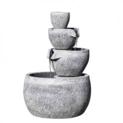 Wanda Collection Objets Déco De Jardin Fontaine Ronde 4 Coupes Noire Et Grise H110cm