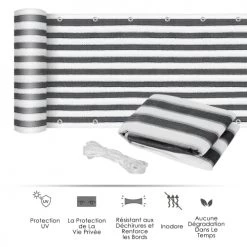 Outsunny Objets Déco De Jardin Lot De 2 Brise-vue Renforcés Occultants Bicolore Rayé -France Parasols Soldes 2022 lot de 2 brise vue renforces occultants bicolore raye 2