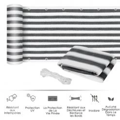 Outsunny Objets Déco De Jardin Lot De 2 Brise-vue Renforcés Occultants Bicolore Rayé -France Parasols Soldes 2022 lot de 2 brise vue renforces occultants bicolore raye 4