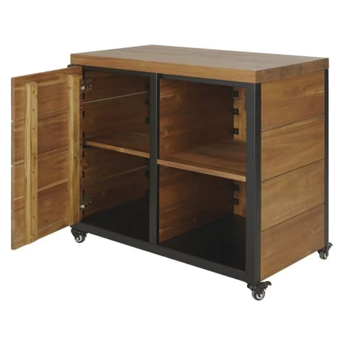 Maisons Du Monde Aménagement De Jardin Meuble De Jardin Pour Plancha En Bois D'acacia Et Métal Noir à Roulettes 2 Maisons Du Monde Aménagement De Jardin Meuble De Jardin Pour Plancha En Bois D'acacia Et Métal Noir à Roulettes – Image 2