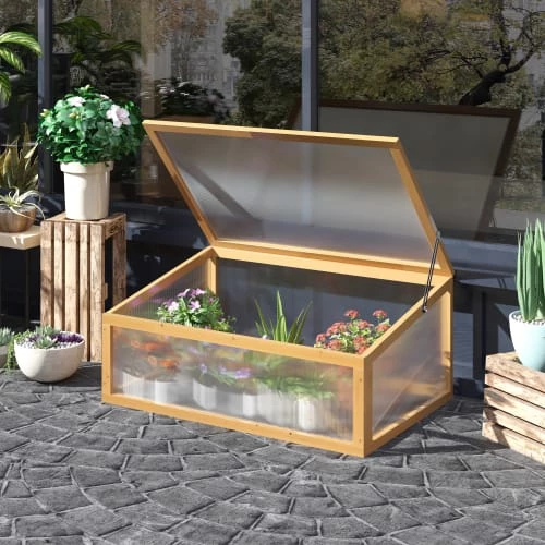 Outsunny Rangements Extérieur Mini Serre De Jardin Toit Ouvrable Polycarbonate Bois Sapin Pré-huilé 2 Outsunny Rangements Extérieur Mini Serre De Jardin Toit Ouvrable Polycarbonate Bois Sapin Pré-huilé – Image 2