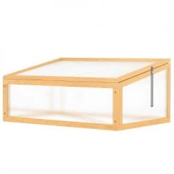 Outsunny Rangements Extérieur Mini Serre De Jardin Toit Ouvrable Polycarbonate Bois Sapin Pré-huilé