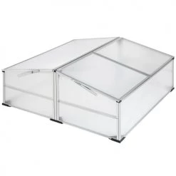 Tectake Rangements Extérieur Mini Serre En Aluminium Blanc Transparent