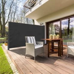 Oviala Objets Déco De Jardin Paravent Rétractable En Acier Noir -France Parasols Soldes 2022 paravent retractable en acier noir 2
