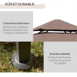 Homcom Pergolas Et Tonnelles Pavillon Abri Tonnelle De Jardin Pour Barbecue Chocolat -France Parasols Soldes 2022 pavillon abri tonnelle de jardin pour barbecue chocolat 5