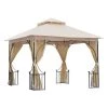 Outsunny Pergolas Et Tonnelles Pavillon De Jardin Tonnelle Colonial Dim. 3L X 3l X 2,75H M Beige Noir