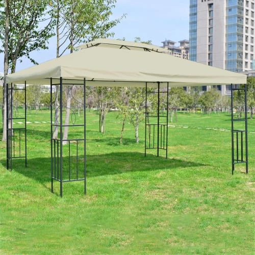 Homcom Pergolas Et Tonnelles Pavillon De Jardin Tonnelle Style Colonial Crème H2,5m 2 Homcom Pergolas Et Tonnelles Pavillon De Jardin Tonnelle Style Colonial Crème H2,5m – Image 2