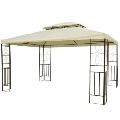 Homcom Pergolas Et Tonnelles Pavillon De Jardin Tonnelle Style Colonial Crème H2,5m