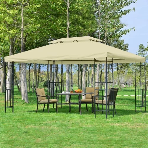 Homcom Pergolas Et Tonnelles Pavillon De Jardin Tonnelle Style Colonial Crème H2,5m 4 Homcom Pergolas Et Tonnelles Pavillon De Jardin Tonnelle Style Colonial Crème H2,5m – Image 4