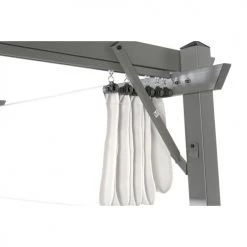 Wadiga Pergolas Et Tonnelles Pergola Acier Gris Et Toile Rétractable Polyester Blanc 290x290x230cm -France Parasols Soldes 2022 pergola acier gris et toile retractable polyester blanc 290x290x230cm 5