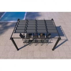 Concept Usine Pergolas Et Tonnelles Pergola Auto-portée 3 X 4 M Avec Toile Rétractable Grise -France Parasols Soldes 2022 pergola auto portee 3 x 4 m avec toile retractable grise 2
