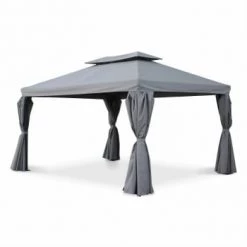 Alice's Garden Pergolas Et Tonnelles Pergola Avec Rideaux Coulissants Taupe 3x4m -France Parasols Soldes 2022 pergola avec rideaux coulissants gris 3x4m