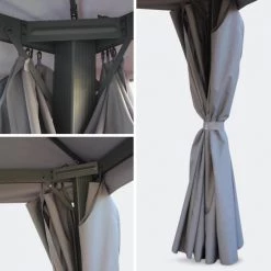 Alice's Garden Pergolas Et Tonnelles Pergola Avec Rideaux Coulissants Gris 3x4m -France Parasols Soldes 2022 pergola avec rideaux coulissants gris 3x4m 3