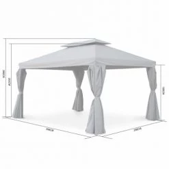 Alice's Garden Pergolas Et Tonnelles Pergola Avec Rideaux Coulissants Gris 3x4m -France Parasols Soldes 2022 pergola avec rideaux coulissants gris 3x4m 5