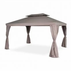 Alice's Garden Pergolas Et Tonnelles Pergola Avec Rideaux Coulissants Taupe 3x4m