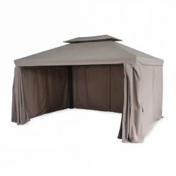 Alice's Garden Pergolas Et Tonnelles Pergola Avec Rideaux Coulissants Taupe 3x4m -France Parasols Soldes 2022 pergola avec rideaux coulissants taupe 3x4m 3