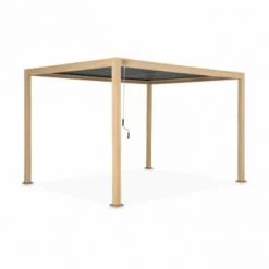 Alice's Garden Pergolas Et Tonnelles Pergola Bioclimatique Coloris Bois, 3x3m, Aluminium -France Parasols Soldes 2022 pergola bioclimatique coloris bois