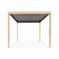 France Parasols Soldes 2022 10 Alice's Garden Pergolas Et Tonnelles Pergola Bioclimatique Coloris Bois, 3x3m, Aluminium