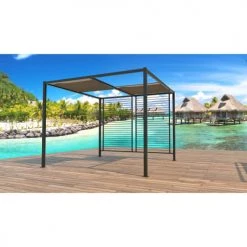 Concept Usine Pergolas Et Tonnelles Pergola Coulissante 4 Toiles 3 X 3 M Gris Et Taupe -France Parasols Soldes 2022 pergola coulissante 4 toiles 3 x 3 m gris et taupe 2