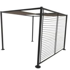 Concept Usine Pergolas Et Tonnelles Pergola Coulissante 4 Toiles 3 X 3 M Gris Et Taupe