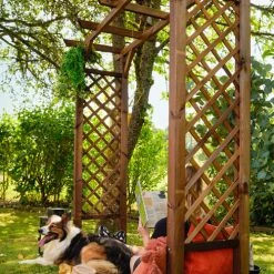 Jardipolys Pergolas Et Tonnelles Pergola De Jardin En Pin Teintée Brun -France Parasols Soldes 2022 pergola de jardin en pin teintee brun 2