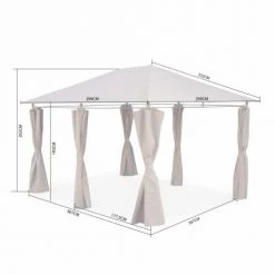 Alice's Garden Pergolas Et Tonnelles Pergola En Acier Renforcé Avec Rideaux En Toile écrue 3x4m -France Parasols Soldes 2022 pergola en acier renforce avec rideaux en toile ecrue 3x4m 5