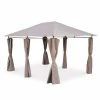 Alice's Garden Pergolas Et Tonnelles Pergola En Acier Renforcé Avec Rideaux En Toile Taupe 3x4m