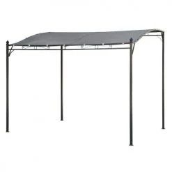 Happy Garden Pergolas Et Tonnelles Pergola Murale 3 × 2,5m En Acier Anthracite Avec Toile Grise