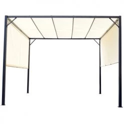 Outsunny Pergolas Et Tonnelles Pergola Rétractable Acier époxy Noir Polyester Haute Densité Crème -France Parasols Soldes 2022 pergola retractable acier epoxy noir polyester haute densite creme 4