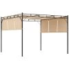 Outsunny Pergolas Et Tonnelles Pergola Rétractable Acier Noir Toiles Polyester Haute Densité Beige