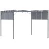 Outsunny Pergolas Et Tonnelles Pergola Rétractable Acier Noir Toiles Polyester Haute Densité Gris
