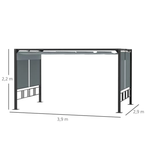 Outsunny Pergolas Et Tonnelles Pergola Rétractable Alu. Acier époxy Noir Double Toile Polyester Gris 3 Outsunny Pergolas Et Tonnelles Pergola Rétractable Alu. Acier époxy Noir Double Toile Polyester Gris – Image 3