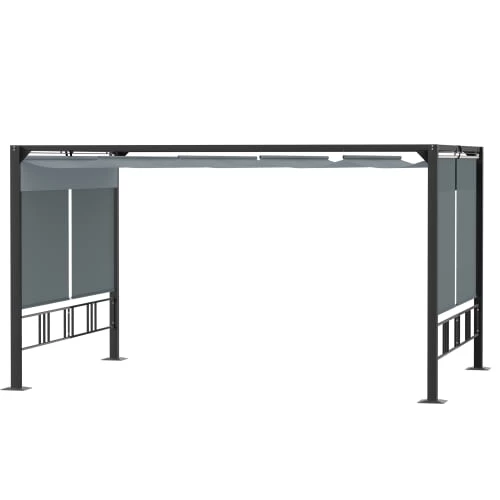 Outsunny Pergolas Et Tonnelles Pergola Rétractable Alu. Acier époxy Noir Double Toile Polyester Gris 1 Outsunny Pergolas Et Tonnelles Pergola Rétractable Alu. Acier époxy Noir Double Toile Polyester Gris