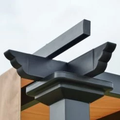 Outsunny Pergolas Et Tonnelles Pergola Rétractable Métal Noir Double Toile Polyester Beige -France Parasols Soldes 2022 pergola retractable metal noir double toile polyester beige 3