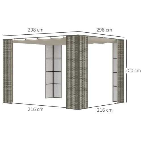 Outsunny Pergolas Et Tonnelles Pergola Rétractable Style Colonial Métal Résine Grise Polyester Crème 3 Outsunny Pergolas Et Tonnelles Pergola Rétractable Style Colonial Métal Résine Grise Polyester Crème – Image 3