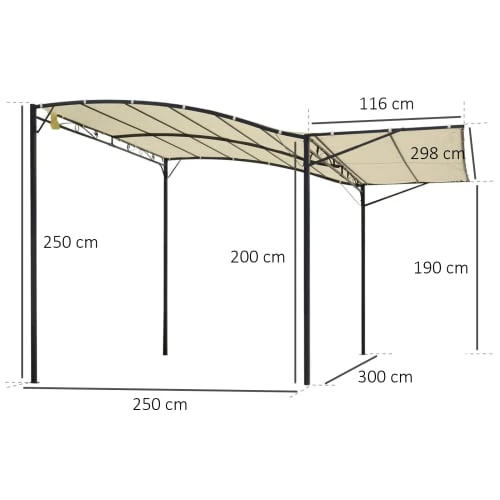 Outsunny Pergolas Et Tonnelles Pergola Tonnelle De Jardin Avec Auvent Réglable Métal Polyester Crème 3 Outsunny Pergolas Et Tonnelles Pergola Tonnelle De Jardin Avec Auvent Réglable Métal Polyester Crème – Image 3