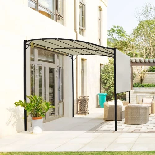 Outsunny Pergolas Et Tonnelles Pergola Tonnelle De Jardin Avec Auvent Réglable Métal Polyester Crème 4 Outsunny Pergolas Et Tonnelles Pergola Tonnelle De Jardin Avec Auvent Réglable Métal Polyester Crème – Image 4