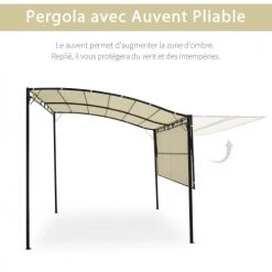 Outsunny Pergolas Et Tonnelles Pergola Tonnelle De Jardin Avec Auvent Réglable Métal Polyester Crème 10 Outsunny Pergolas Et Tonnelles Pergola Tonnelle De Jardin Avec Auvent Réglable Métal Polyester Crème -France Parasols Soldes 2022 pergola tonnelle de jardin avec auvent reglable metal polyester creme 4