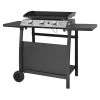 Happy Garden Barbecues Et Planchas Plancha Au Gaz 3 Brûleurs En Acier Noire Sur Chariot