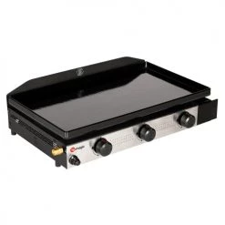 Somagic Barbecues Et Planchas Plancha Au Gaz 3 Brûleurs Plaque En Fonte Acier Noire