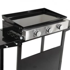 Happy Garden Barbecues Et Planchas Plancha Au Gaz 3 Brûleurs Plaque En Fonte Noire Sur Chariot -France Parasols Soldes 2022 plancha au gaz 3 bruleurs plaque en fonte noire sur chariot 2